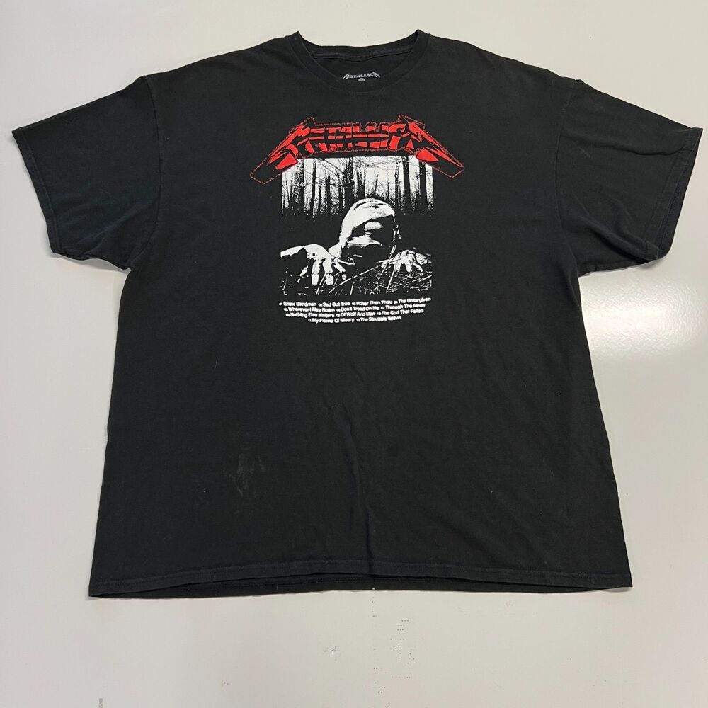 Metallica Shirt Mens XXL Black 2022 Enter Sandman Rock Band Tee Lyrics If I Die